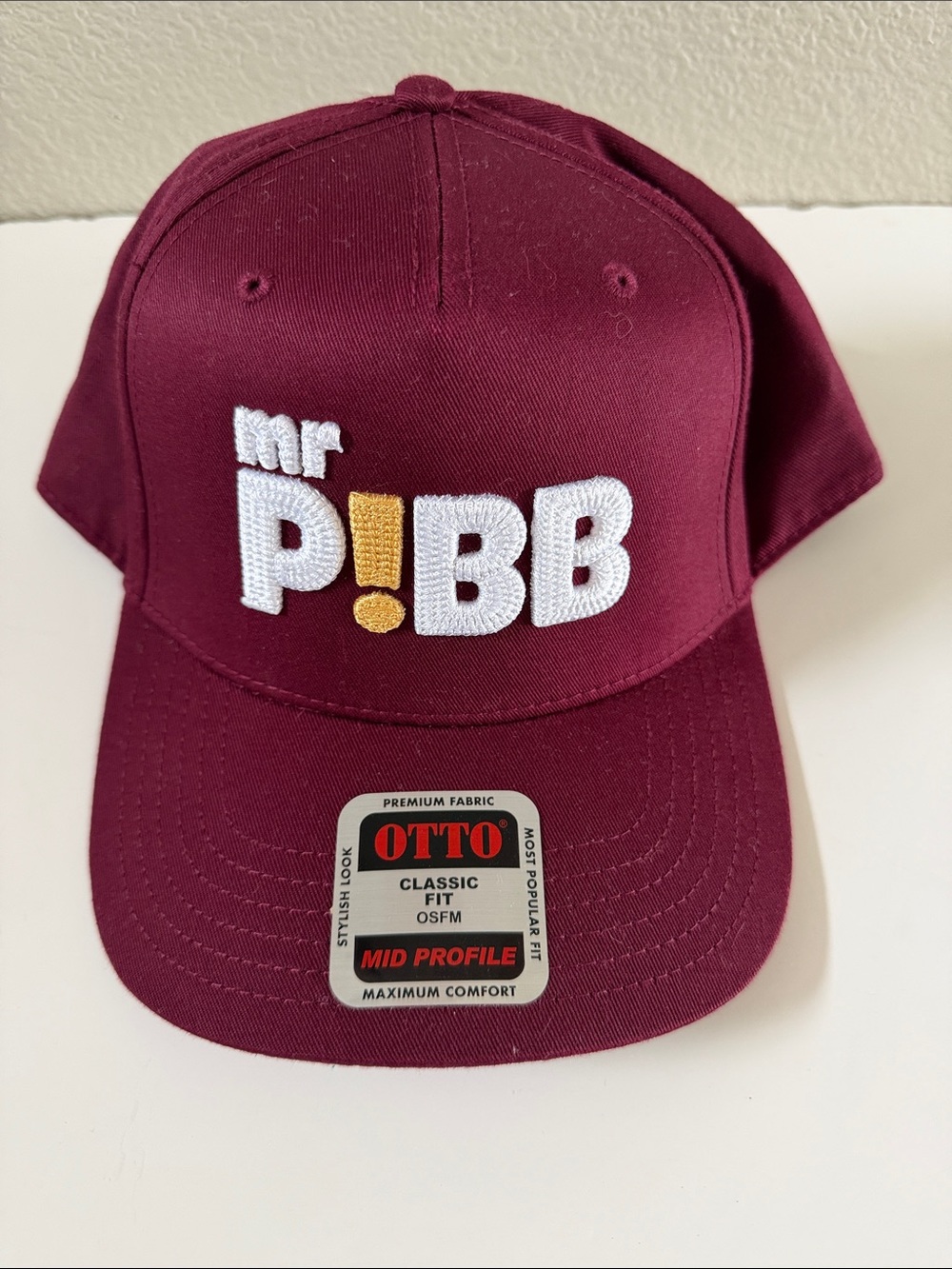 NEW OTTO Maroon mr PIBB Snapback Cap Baseball Hat Embroidery One Size Adjustable